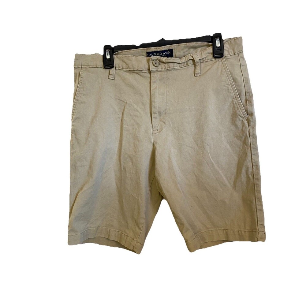 US Polo Assn. Active Stretch Mens Chino khaki Shorts Tan Sz- 34